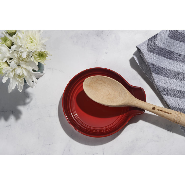 Cerise Red Ceramic Spoon Rest for Kitchen Utensils