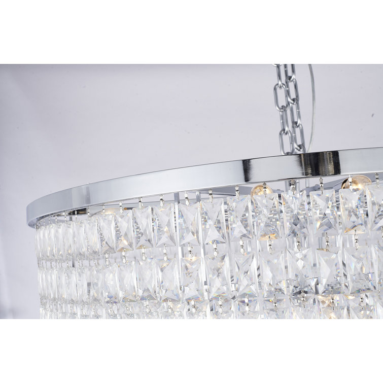 Elegant Chrome 32" Crystal Raindrop 27-Light Chandelier