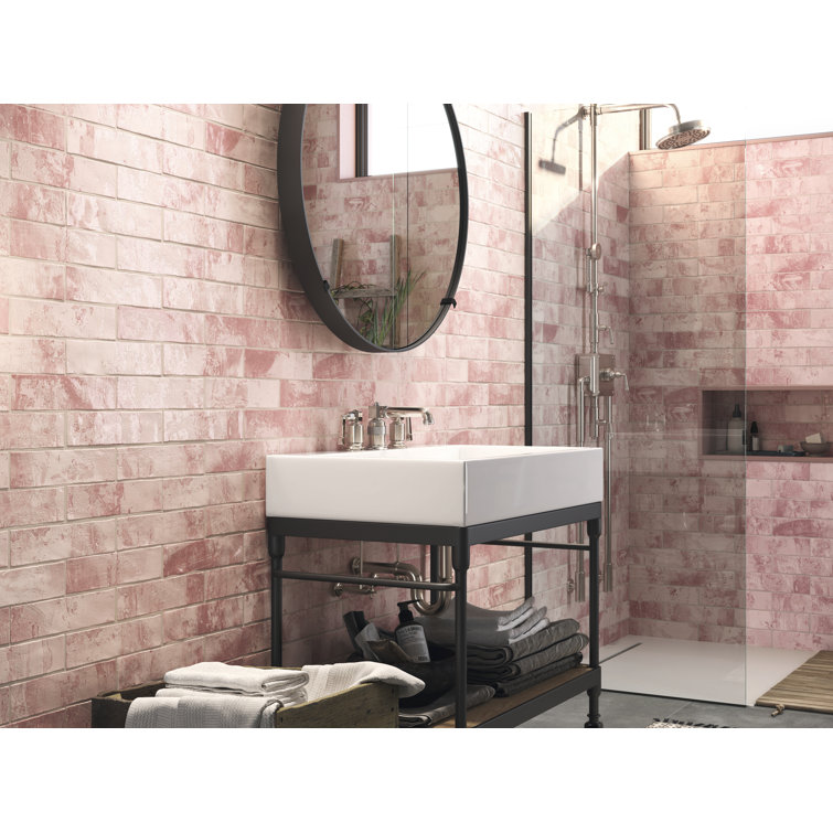 Splash Rose Pink Glossy Ceramic Subway Wall Tile