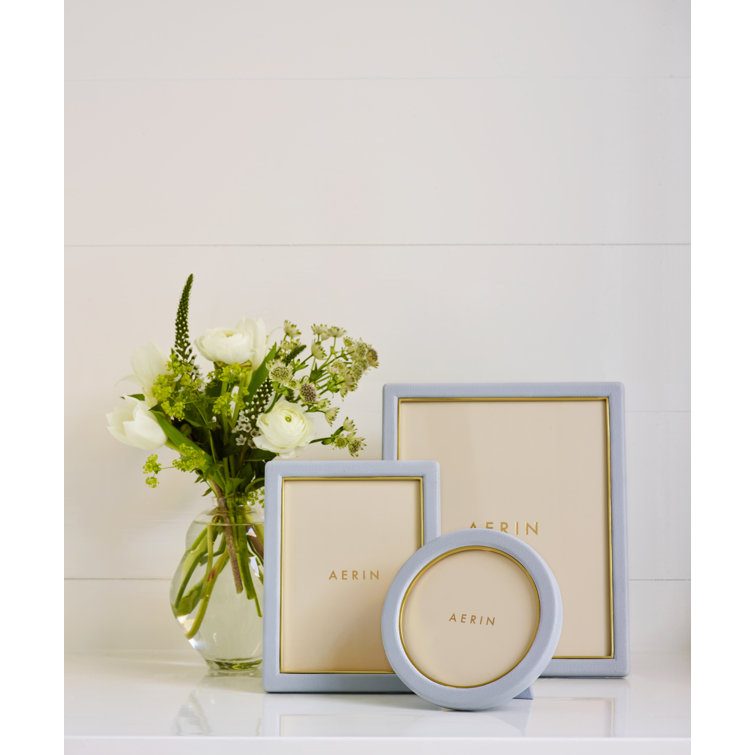 Blue Haze Leather 5" x 7" Picture Frame with Gold Detailing