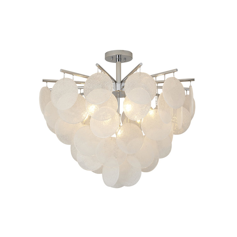 Chrome 30" Frosted Glass Semi Flush Mount Light
