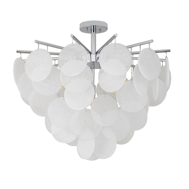 Chrome 30" Frosted Glass Semi Flush Mount Light