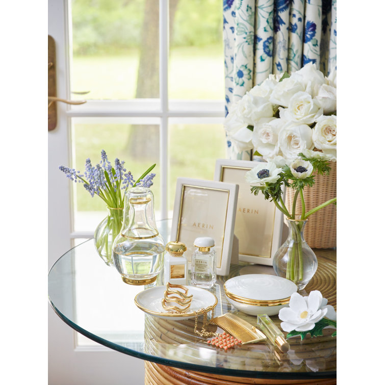 Cream and Gold Round Ceramic Decorative Plate