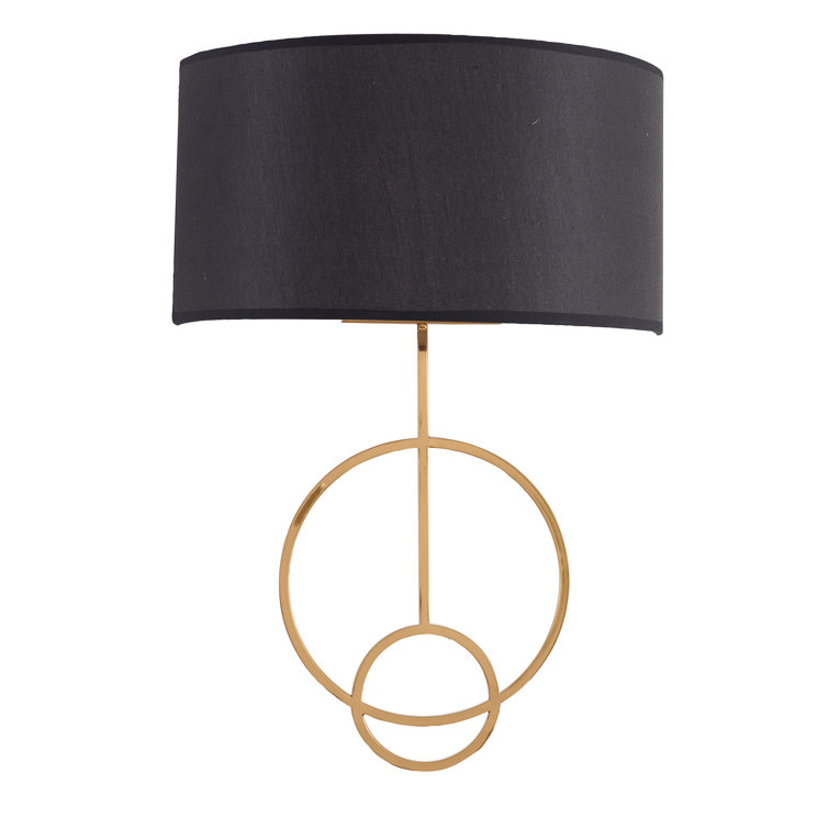 Black and Brass Dimmable Plug-In Wall Sconce