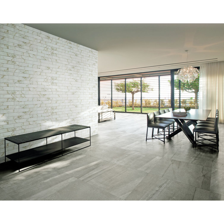 Sumner 2" x 6" Glossy Marble Look Glass Mosaic Tile