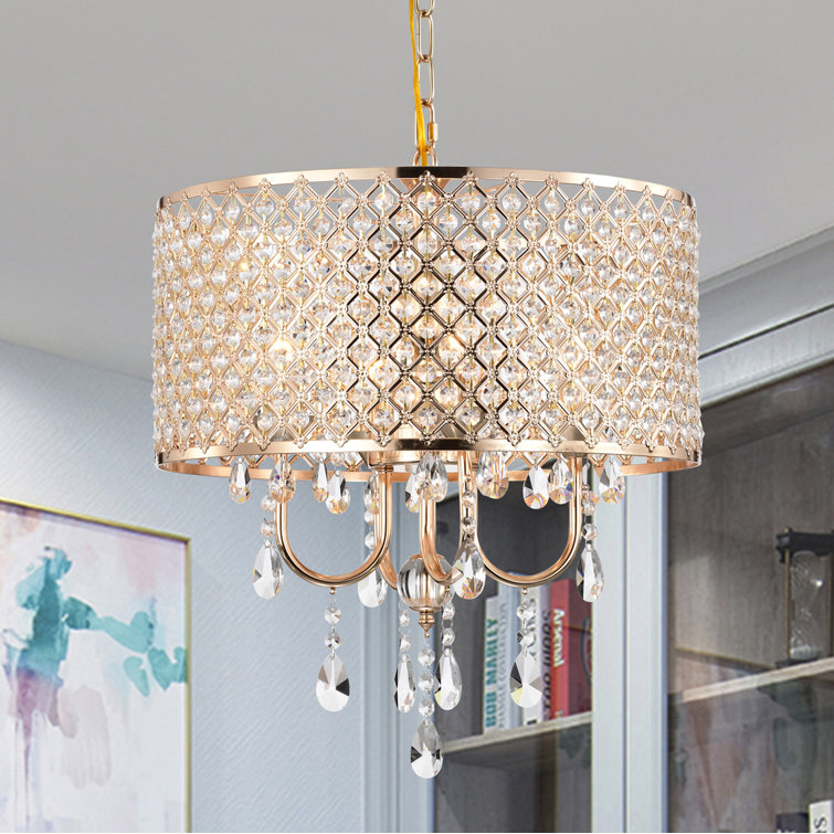 Lucilia 18" Polished Copper and Crystal Chandelier