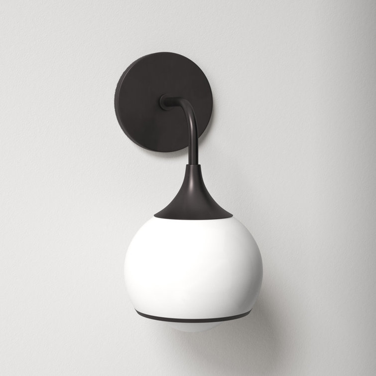 Bronze and Opal White Glass Dimmable Wall Sconce