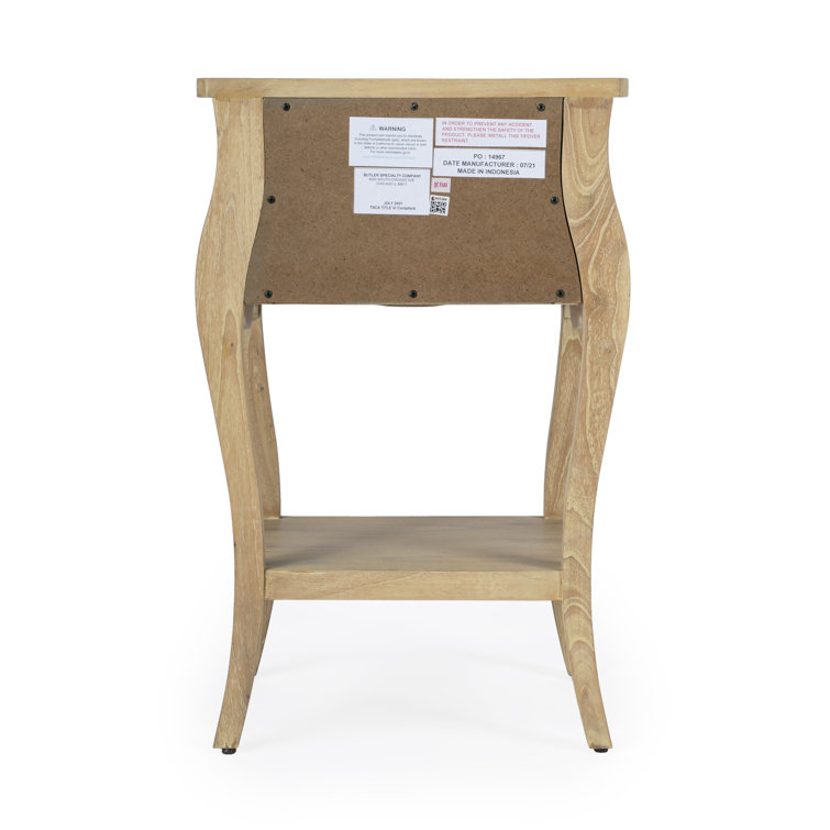 Esmerelda Transitional Mango Wood 1-Drawer Nightstand with Iron Pull