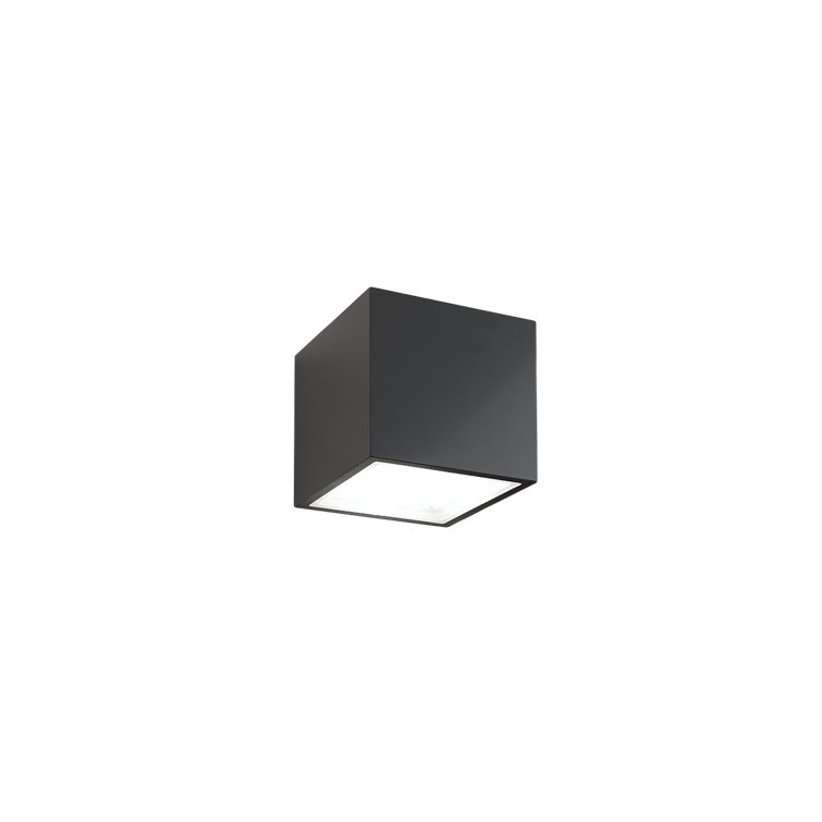 Bloc Black Aluminum LED Outdoor Wall Sconce with Silk Screened Glass
