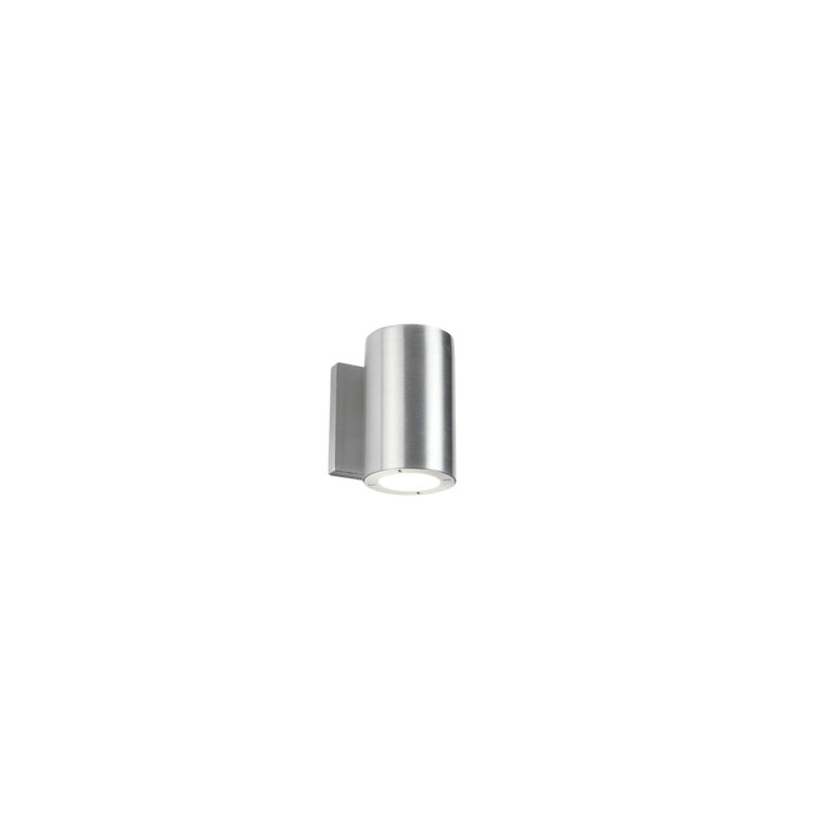 Elegant Brushed Aluminum Cylinder Sconce with Silk Screened Glass