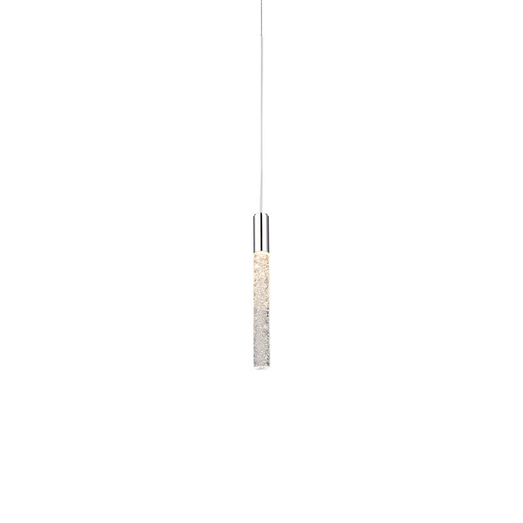 Polished Nickel Mini LED Pendant with Crystal Shade