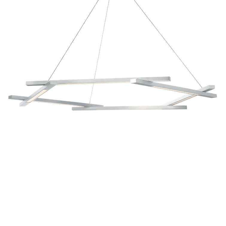 Elegant Hexagonal Black Crystal LED Chandelier with Brushed Aluminum Finish