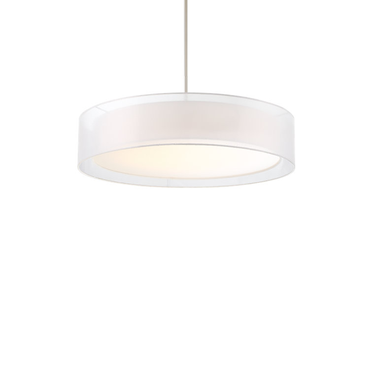 Brushed Nickel LED Drum Pendant with Clear Glass Shade