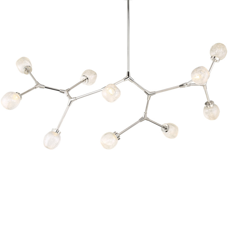 Catalyst Polished Nickel 10-Light LED Sputnik Chandelier with Art Glass Shades