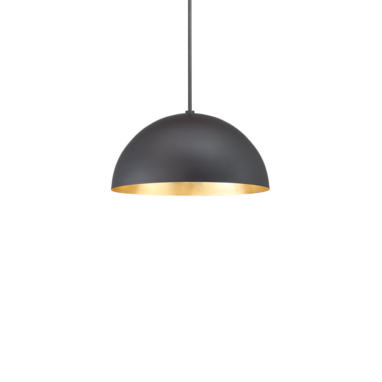 Yolo Black Gold Leaf 1-Light LED Pendant with Opal Glass