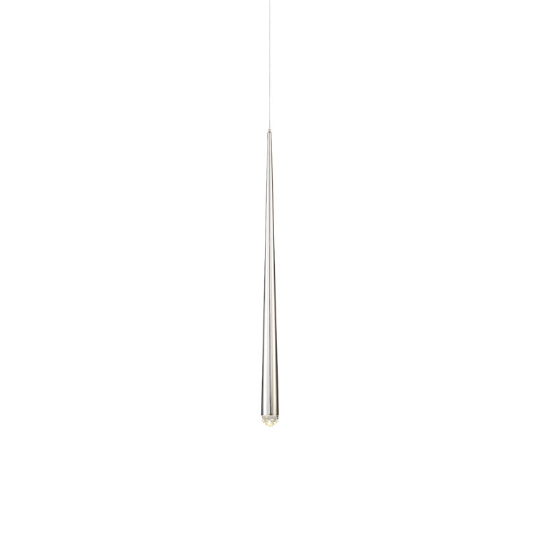 Cascade Polished Nickel 28" LED Mini Pendant with Hand-Cut Crystal