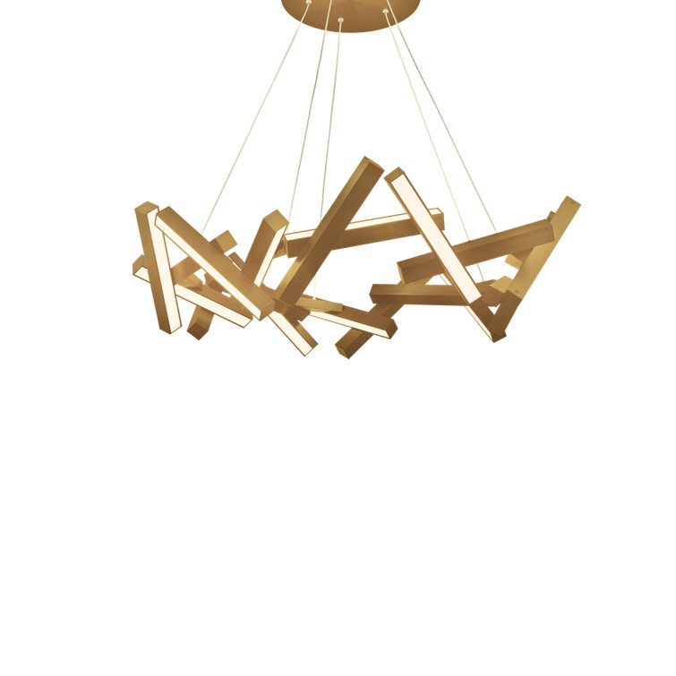 Aged Brass 21-Light LED Geometric Chandelier with White Acrylic Diffuser