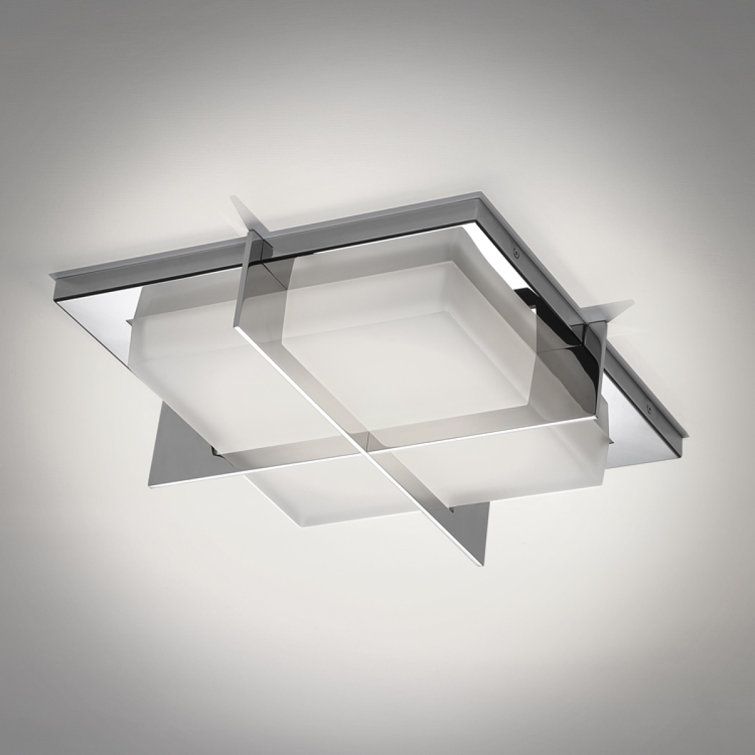 Razor 15'' Stainless Steel LED Flush Mount with Opal Etched Glass