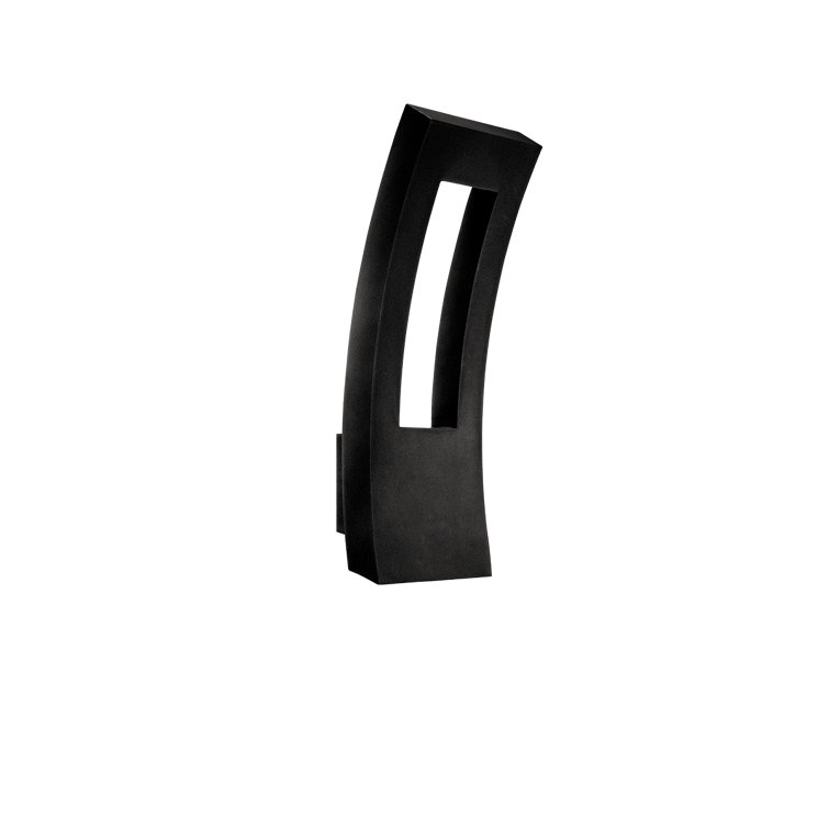 Elegant Curved Black LED Outdoor Sconce with White Diffuser Glass