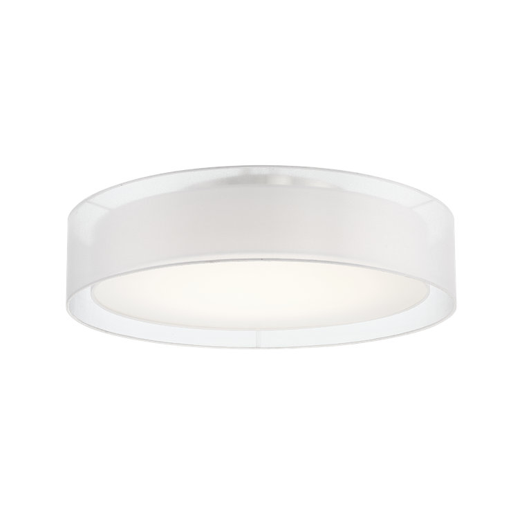 Brushed Nickel 30" LED Drum Flush Mount with Beige Fabric Shade