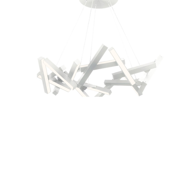 Alara 21-Light Brushed Aluminum LED Chandelier with White Acrylic Shade