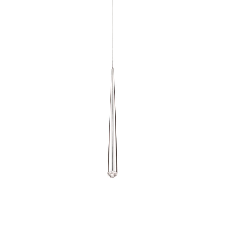 Cascade Polished Nickel LED Pendant with Hand-Cut Crystal
