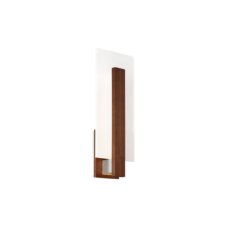 Elegant Dark Walnut Wood LED Sconce with Sanded Acrylic Diffuser