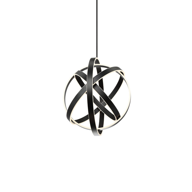 Ecliptic 28" Black Globe Chandelier with White Silica Diffuser