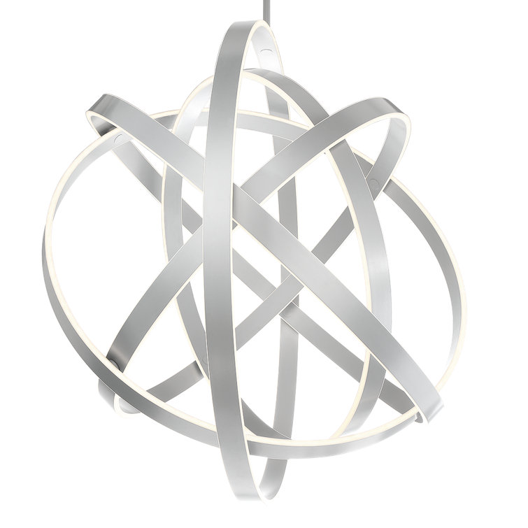 Titanium LED Globe Chandelier with White Silica Diffuser