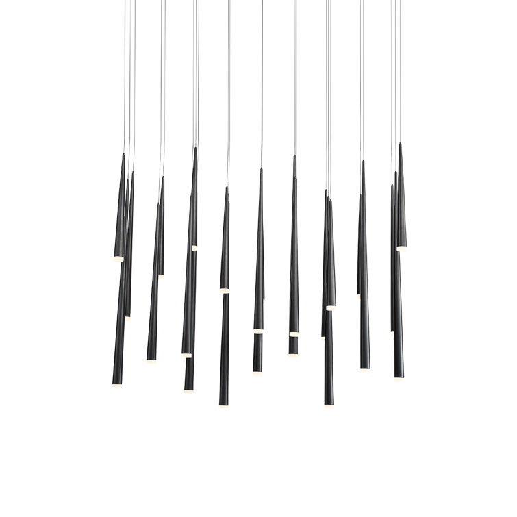 Cascade Black Frosted Glass 23-Light LED Pendant