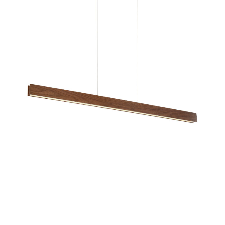 Dark Walnut 56" LED Linear Pendant with Tempered Glass
