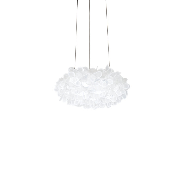 Fluffy Brushed Nickel LED Pendant with White Cloth Petals