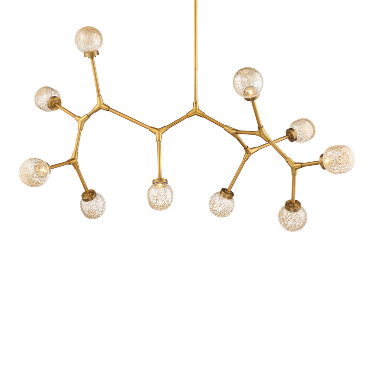 Aged Brass and Crystal 10-Light LED Sputnik Chandelier