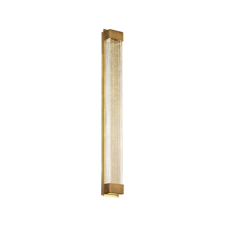 Aged Brass 27" LED Sconce with V-Cut Crystal