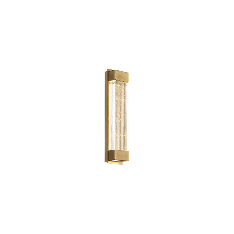 Aged Brass 14" LED Wall Sconce with Crystal Inset