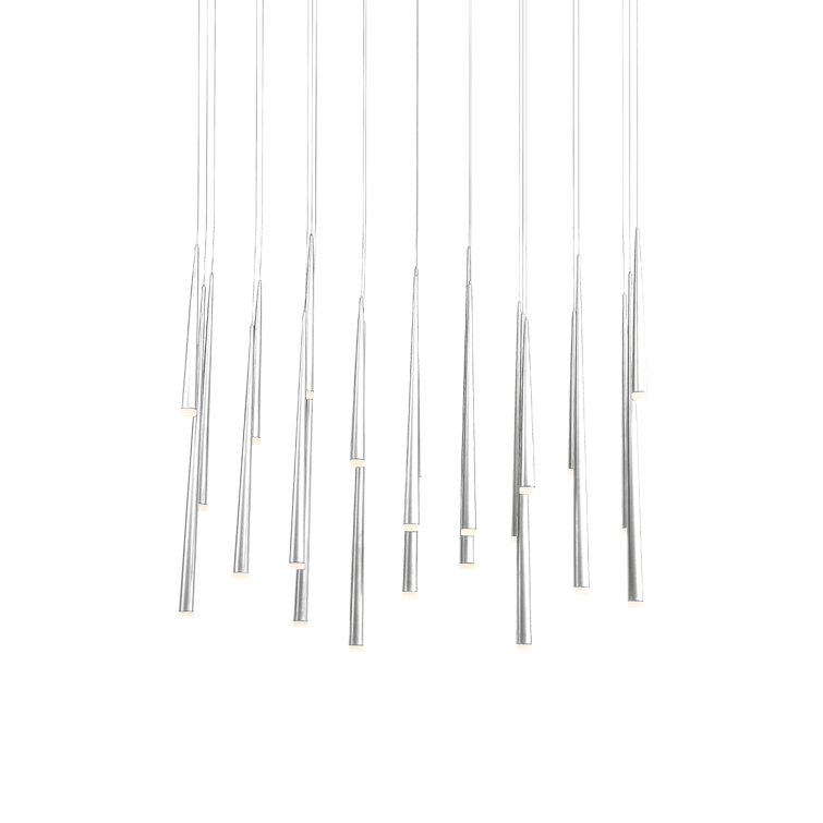 Cascade Polished Nickel 23-Light LED Pendant with Frosted Glass