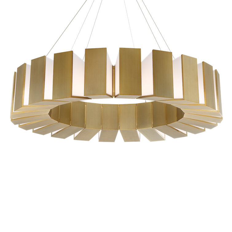 Aged Brass 22-Light LED Drum Chandelier with Sanded Acrylic Diffuser