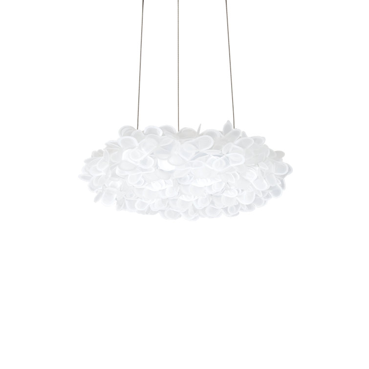 Lumina Petal 33" White and Brushed Nickel LED Pendant Light