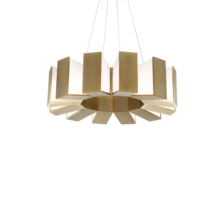 Aged Brass 12-Light LED Drum Chandelier with Sanded Acrylic Diffuser