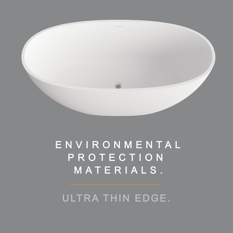 63" Matte White Acrylic Freestanding Soaking Bathtub