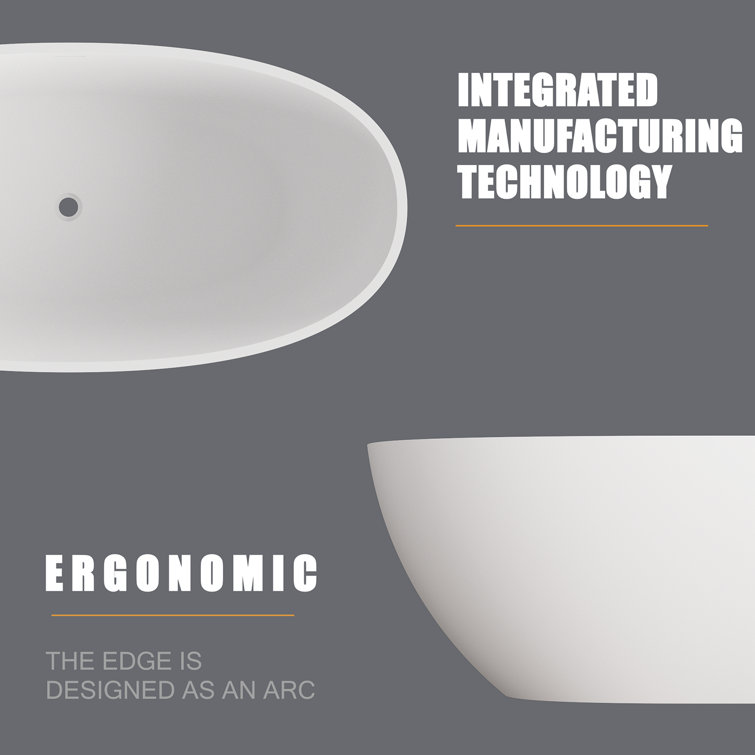 63" Matte White Acrylic Freestanding Soaking Bathtub