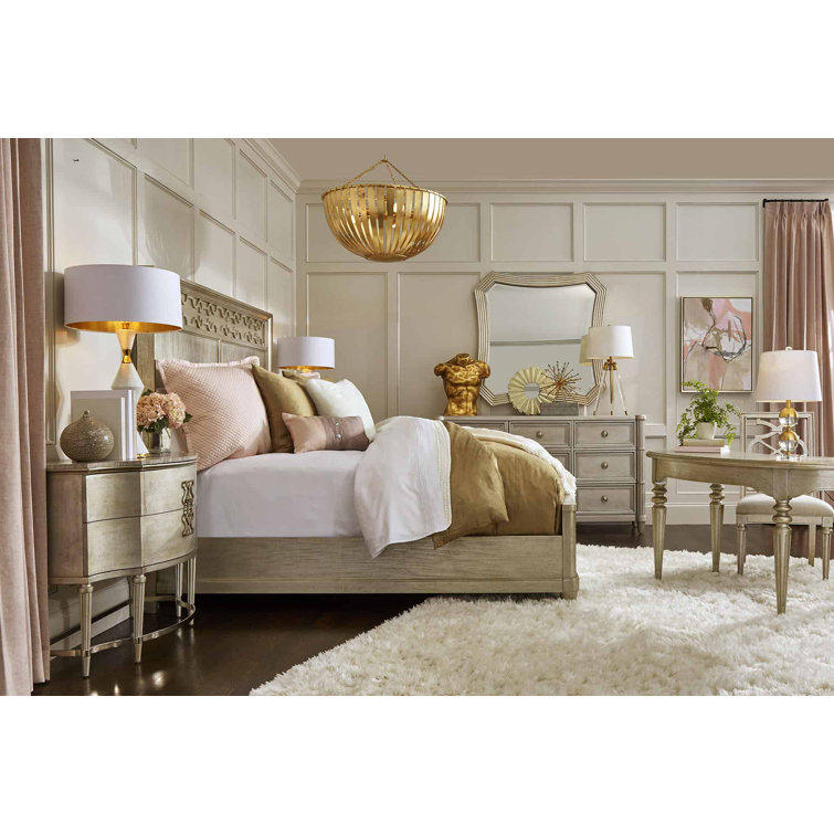 Transitional Square Wood and Silver Dresser Mirror