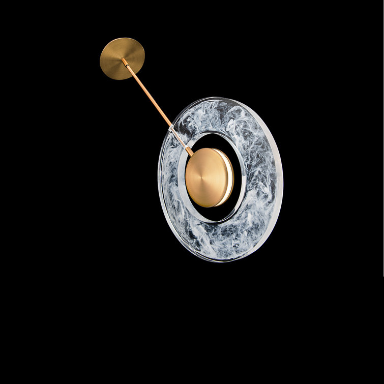 Aged Brass Mini LED Pendant with Cloudy Acrylic Diffuser