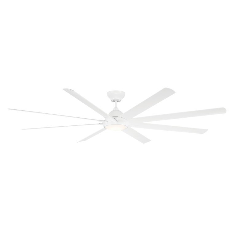Hydra 96" Matte White Smart Ceiling Fan with LED Light Kit