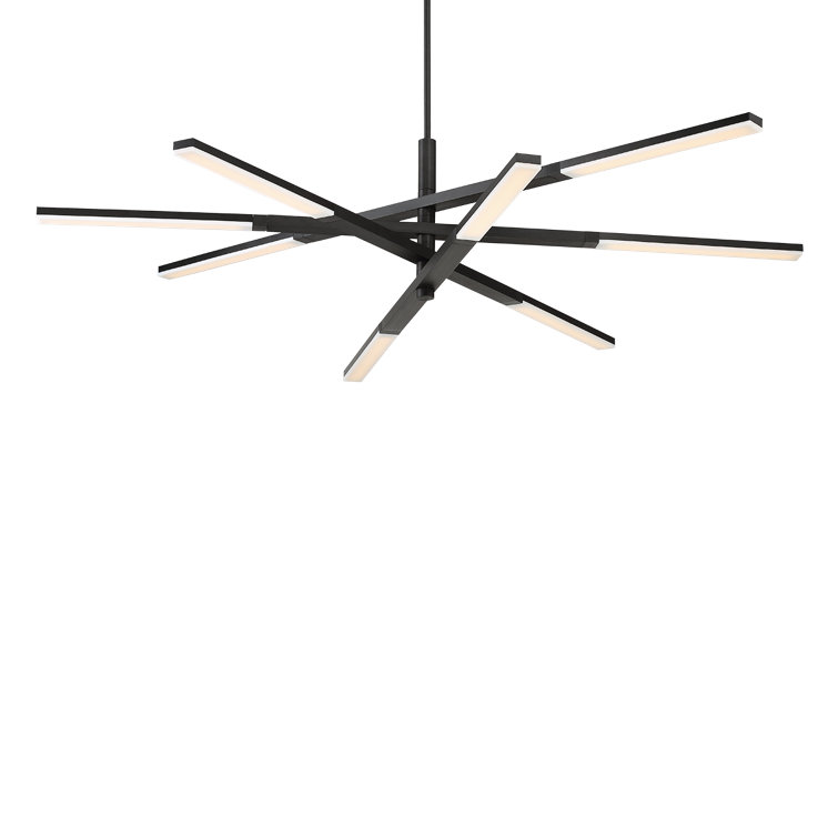 Black Crystal Cascade Dimmable LED Chandelier with Silica Diffuser