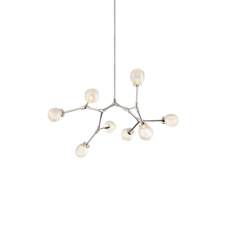 Luxe Polished Nickel 8-Light LED Sputnik Chandelier with Art Glass Shades