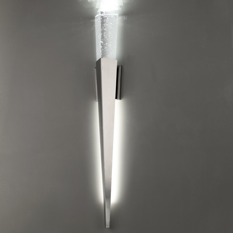 Polished Nickel LED Wall Sconce with Clear Seeded Glass