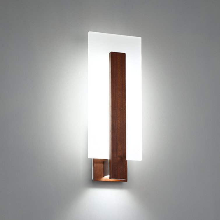 Elegant Dark Walnut Wood LED Sconce with Sanded Acrylic Diffuser
