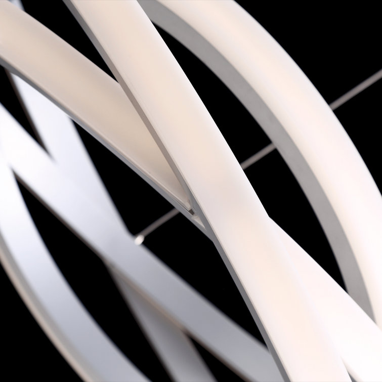 Titanium and White Silica LED Chandelier with Adjustable Rings