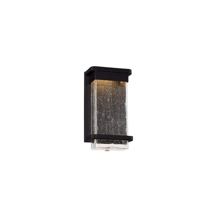 Black Aluminum LED Wall Light with Seeded Glass Shade